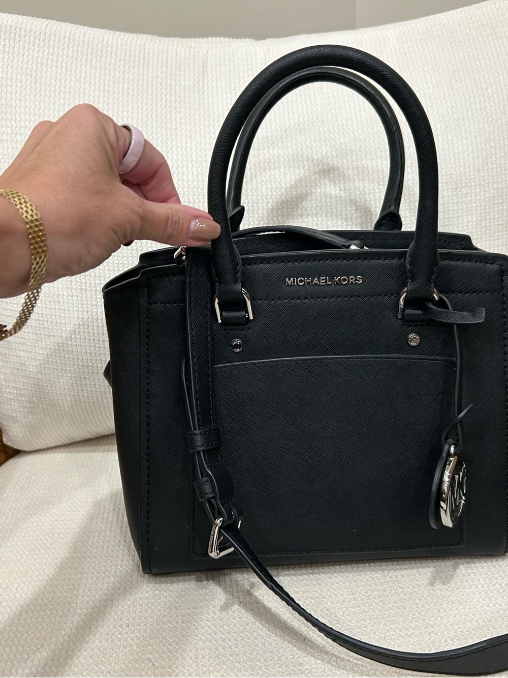 Michael Kors Black Saffiano Leather Small Satchel